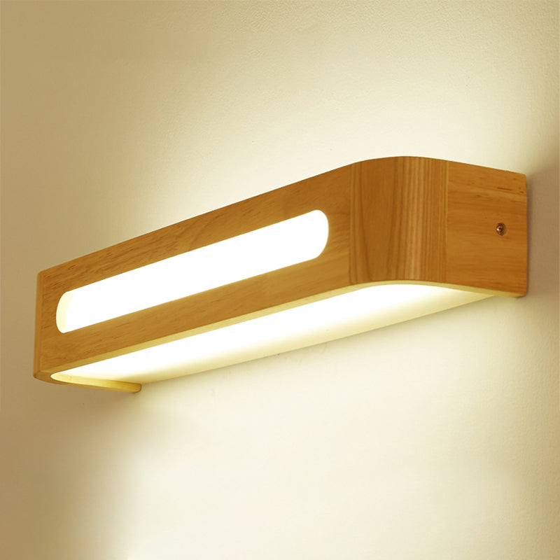 Nordic Minimalist Wood Vanity Light - Rectangular Wall Fixture