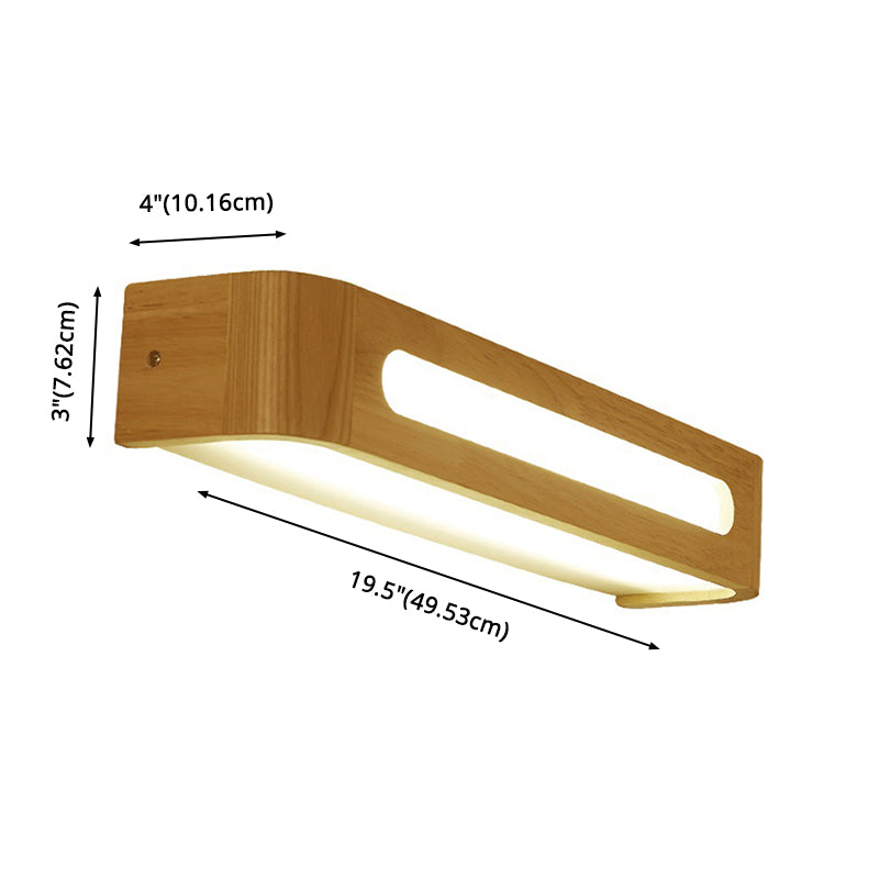 Nordic Minimalist Wood Vanity Light - Rectangular Wall Fixture