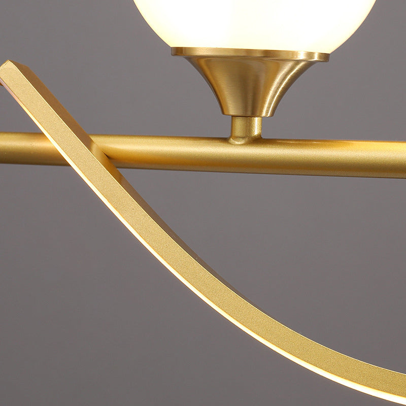 Sleek Gold Curves Pendant Light With Simplicity Led And Ball Shade