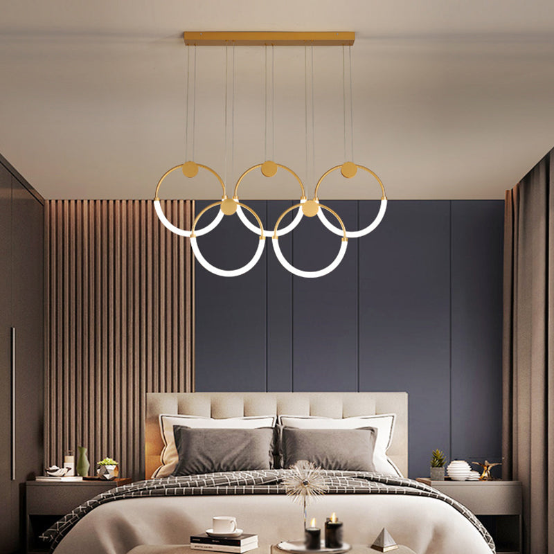 Gold Minimalistic Ring Pendant Led Ceiling Light For Living Room - Acrylic Island Lighting