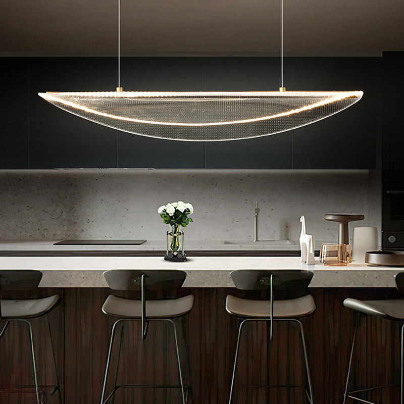 Leaf Shaped Acrylic Led Suspension Light - Natural Elegance For Dining Room Clear / 39 White