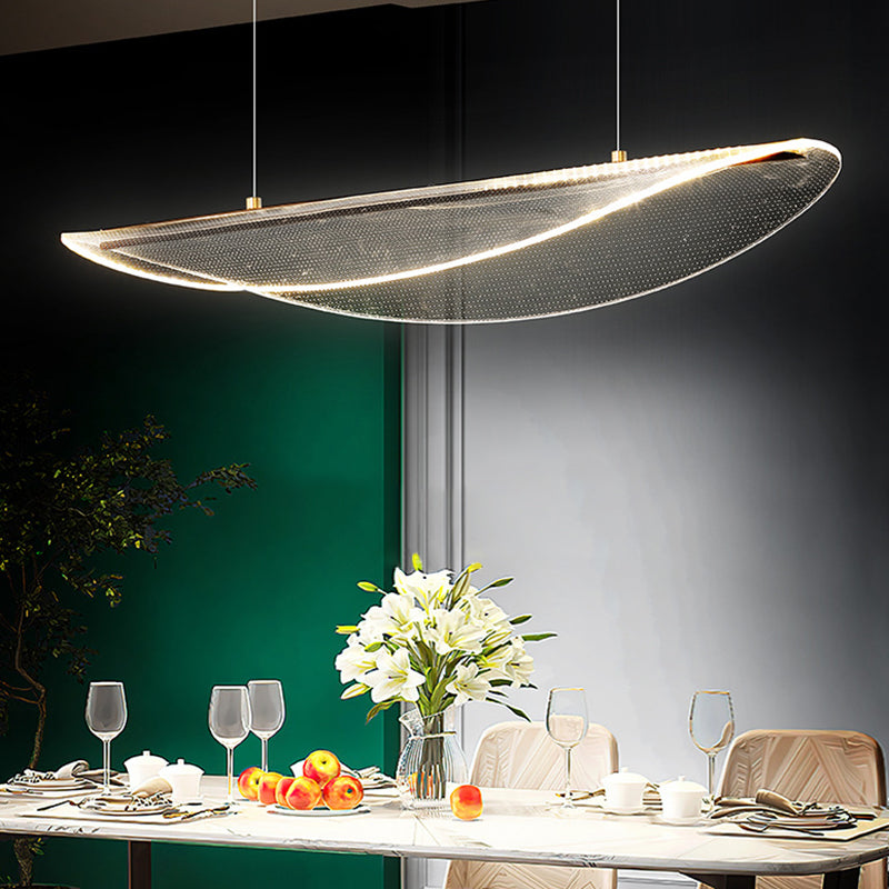 Leaf Shaped Acrylic Led Suspension Light - Natural Elegance For Dining Room Clear / 47 White