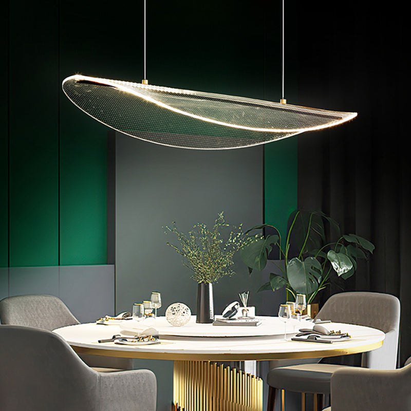 Leaf Shaped Acrylic Led Suspension Light - Natural Elegance For Dining Room Clear / 31.5 Warm