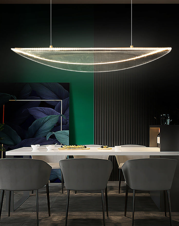 Leaf Shaped Acrylic Led Suspension Light - Natural Elegance For Dining Room
