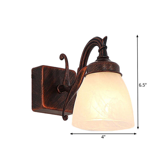 Opal Glass Copper Dome Sconce - Traditional Bathroom Vanity Light (1/2/3 Lights)