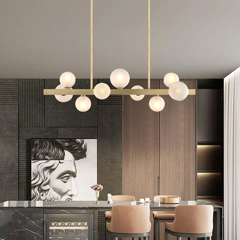 Gold Simplicity Globe Pendant Lamp: Frosted Glass Dining Room Island Lighting