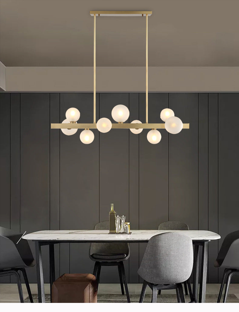 Gold Simplicity Globe Pendant Lamp: Frosted Glass Dining Room Island Lighting