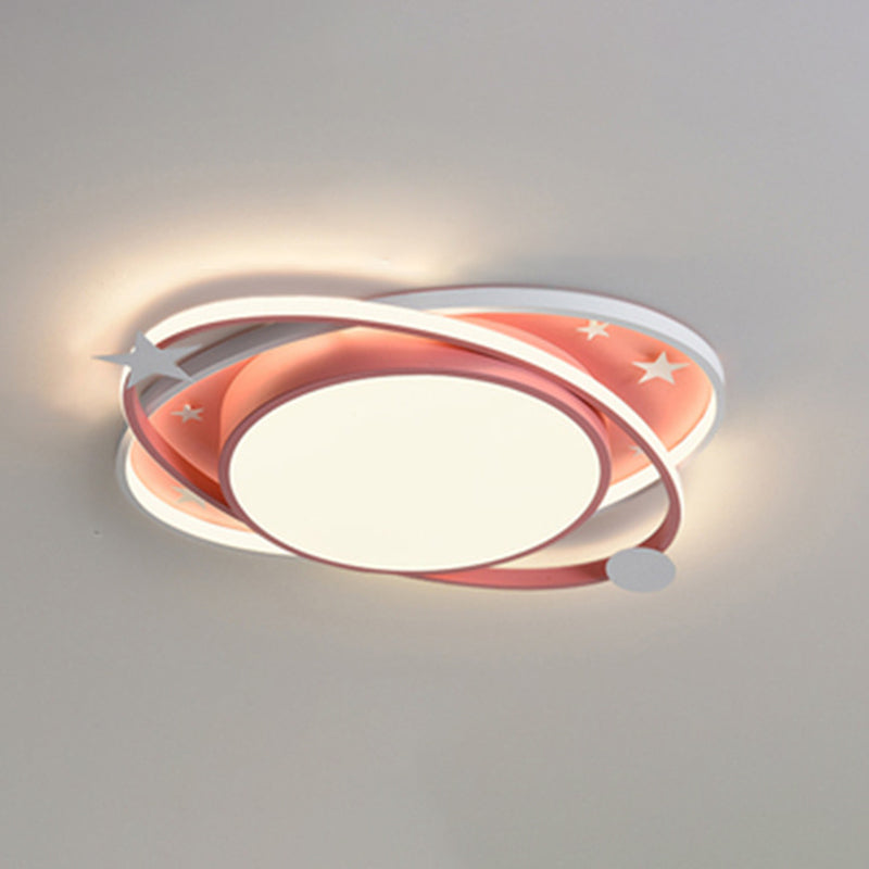 Nordic Metal Flush Mount Spotlight With White Acrylic Shade For Kids Bedroom Pink / 19.5