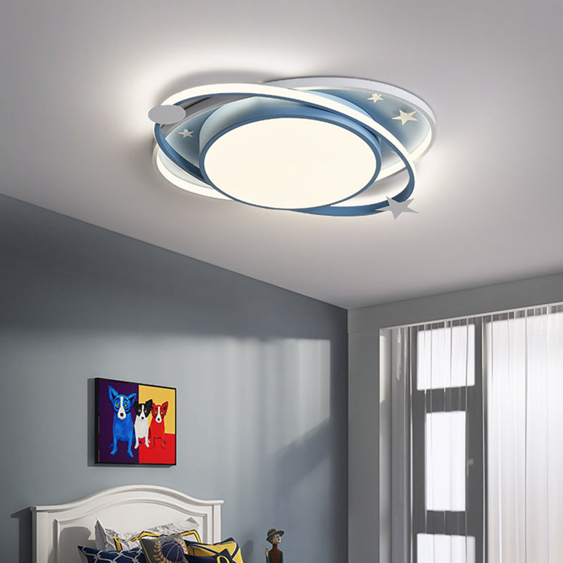 Nordic Metal Flush Mount Spotlight With White Acrylic Shade For Kids Bedroom