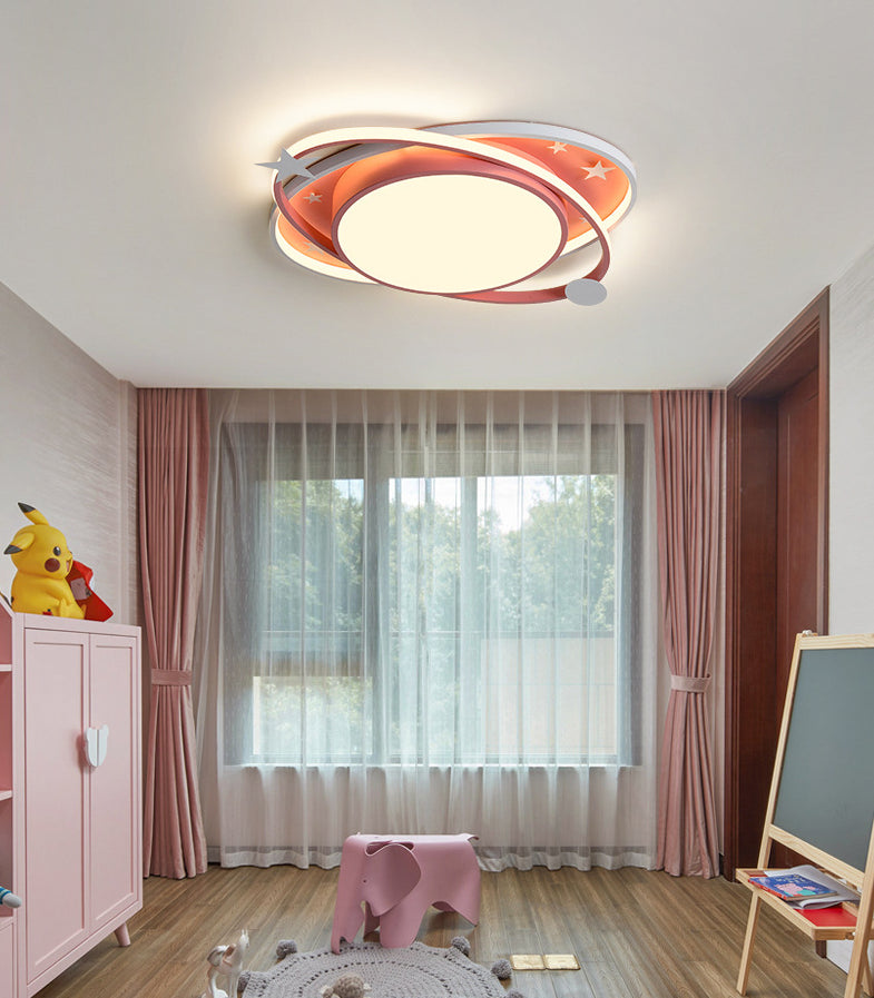 Nordic Metal Flush Mount Spotlight With White Acrylic Shade For Kids Bedroom