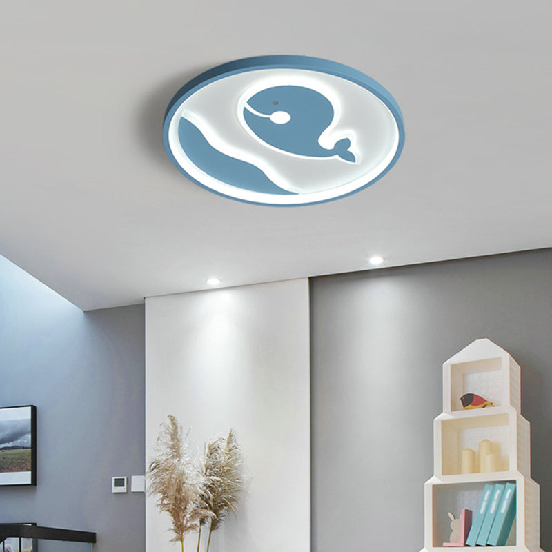 Nordic Whale Flush Mount Spotlight For Kids Bedroom - Metal Light Fixture Blue / Third Gear