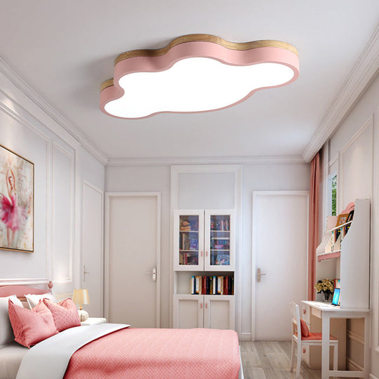 Nordic Cloud Shape Led Flush Mount Ceiling Lamp For Kids Bedroom Pink / White