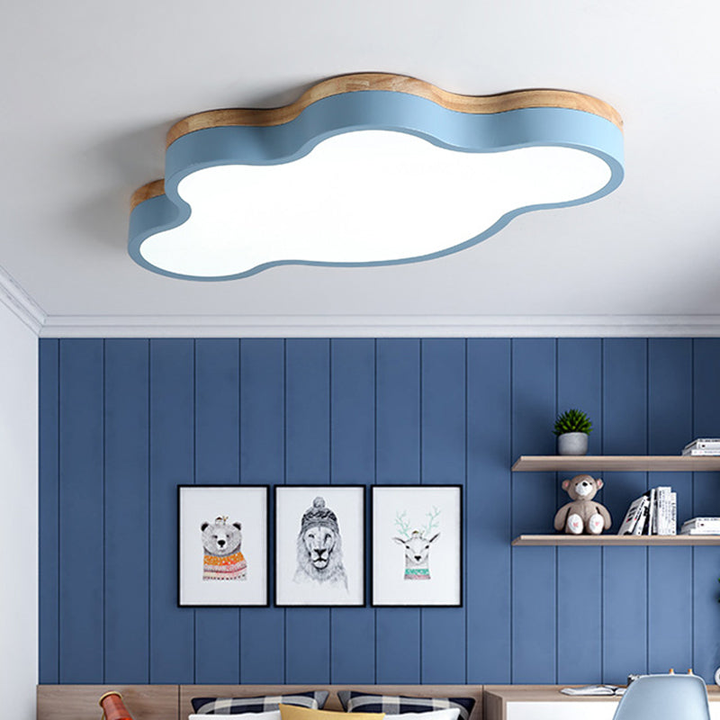 Nordic Cloud Shape Led Flush Mount Ceiling Lamp For Kids Bedroom Blue / White