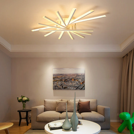 Modern Metal Led Semi Flush Mount Light Fixture For Living Room - 7 Lights