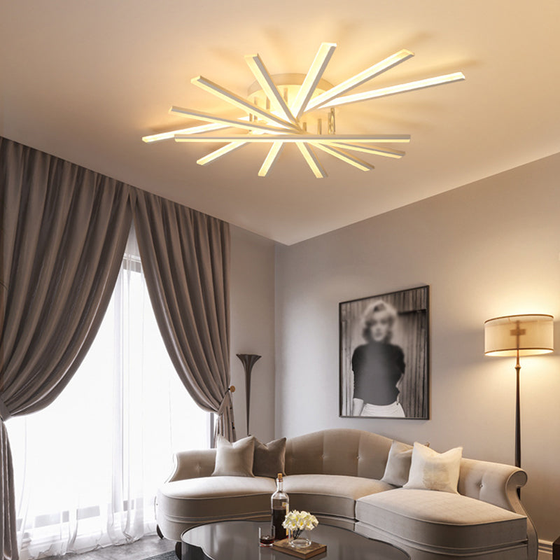 Modern Metal Led Semi Flush Mount Light Fixture For Living Room - 7 Lights White / Warm