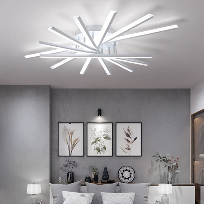 Modern Metal Led Semi Flush Mount Light Fixture For Living Room - 7 Lights White /