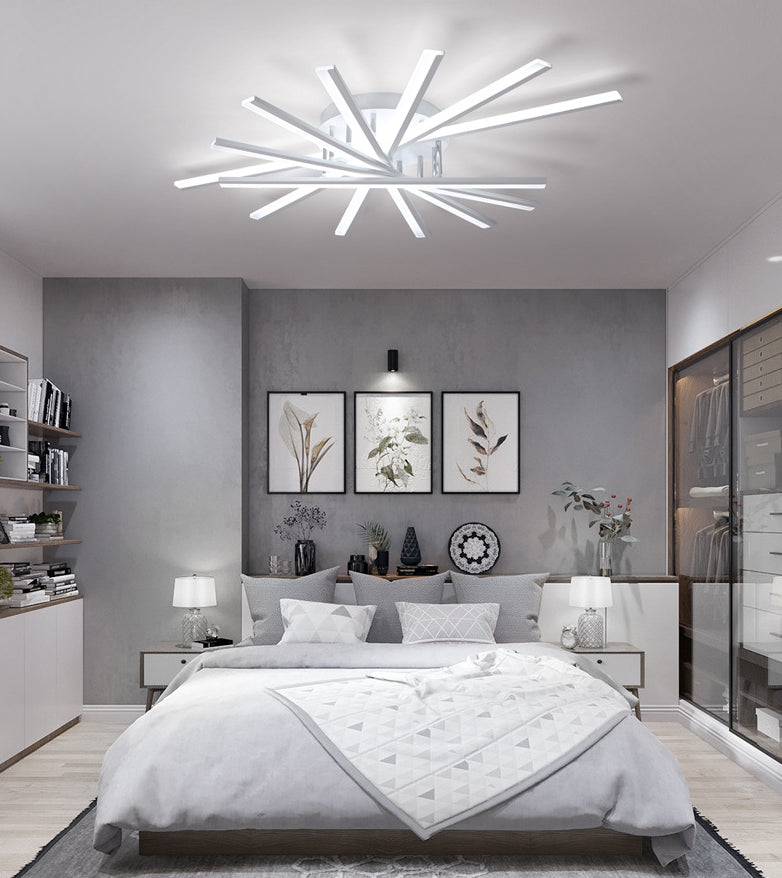 Modern Metal Led Semi Flush Mount Light Fixture For Living Room - 7 Lights