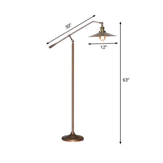 Antique Metal Flared Shade Floor Lamp: Stylish 1-Head Living Room Standing Light In Bronze With