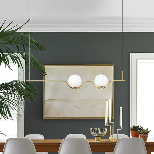 Sleek Metal Island Pendant - Elegant Glass Ceiling Light For Dining Table