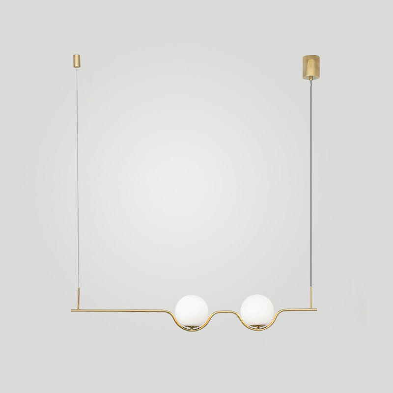 Sleek Metal Island Pendant - Elegant Glass Ceiling Light For Dining Table Gold