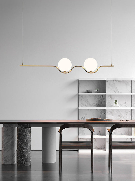 Sleek Metal Island Pendant - Elegant Glass Ceiling Light For Dining Table