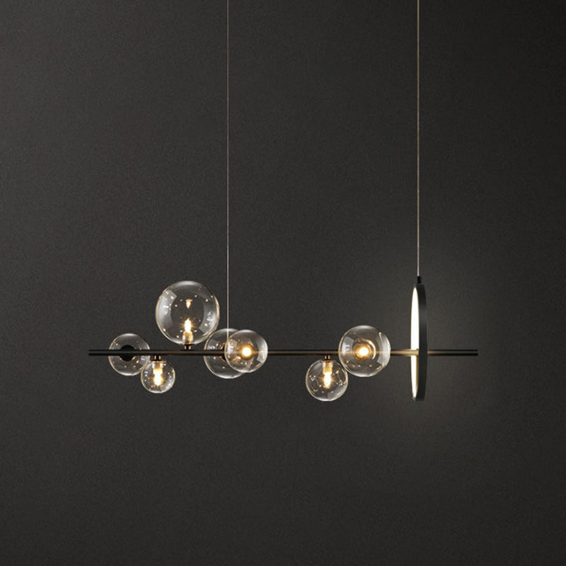 Contemporary Black Glass Pendant Lighting For Dining Table - Island Ceiling Light / 35.5