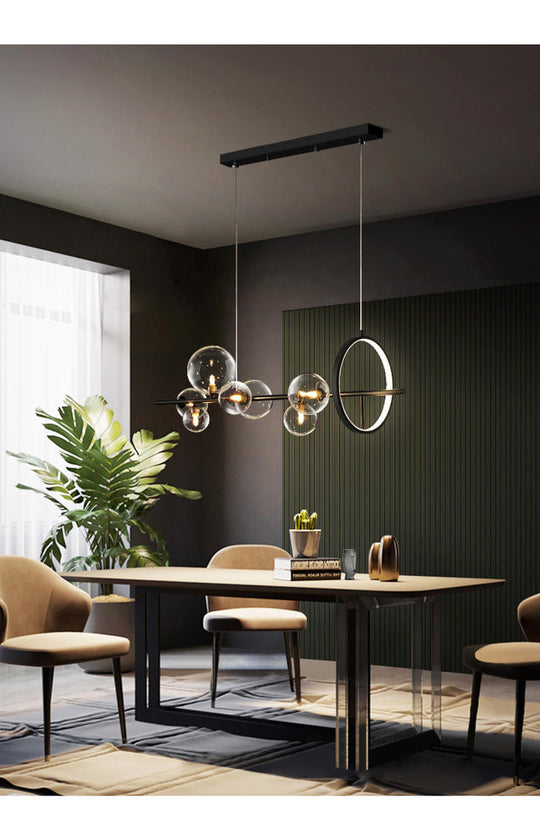 Contemporary Black Glass Pendant Lighting For Dining Table - Island Ceiling Light