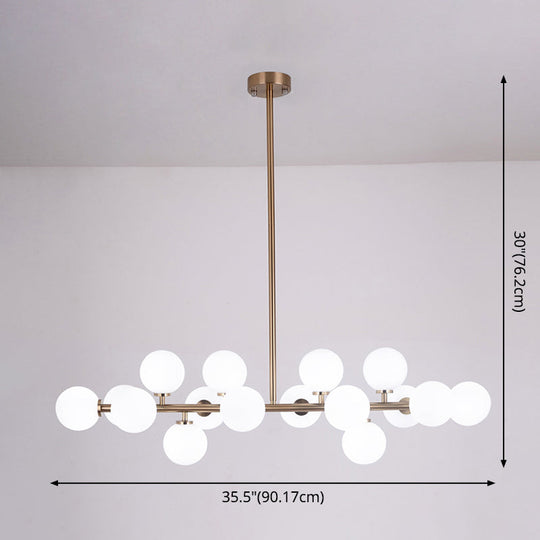 Modern Gold Island Pendant Lighting With 16 Lights - Spherical Glass Ceiling Light For Living Room