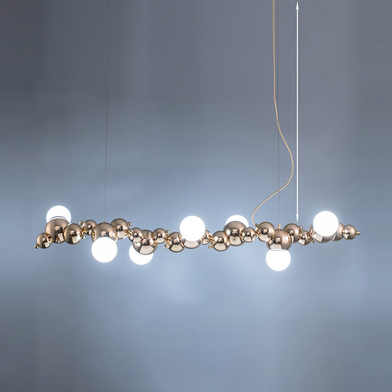 Modern Gold Metal Pendant Lighting With Glass Spherical Shade - Ideal For Dining Table Or Island