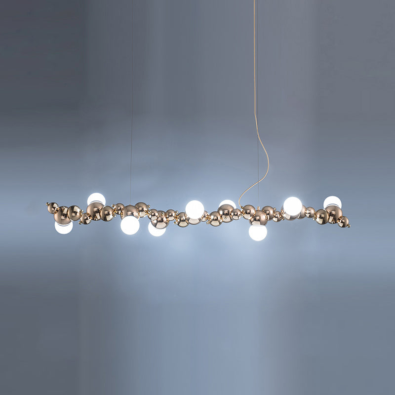 Modern Gold Metal Pendant Lighting With Glass Spherical Shade - Ideal For Dining Table Or Island