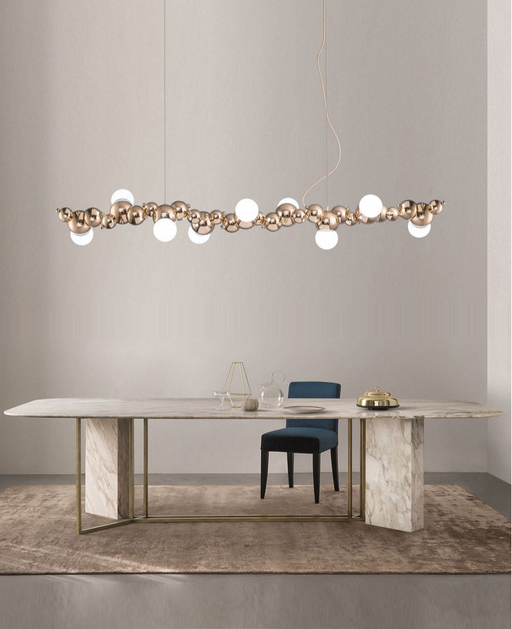 Modern Gold Metal Pendant Lighting With Glass Spherical Shade - Ideal For Dining Table Or Island