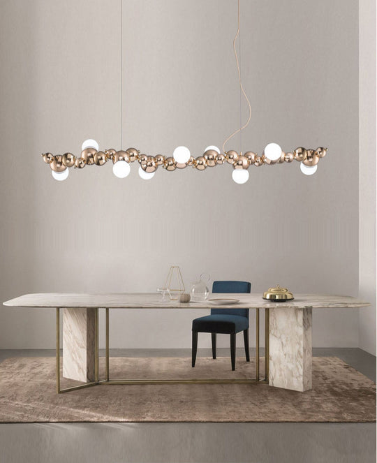 Modern Gold Metal Pendant Lighting With Glass Spherical Shade - Ideal For Dining Table Or Island