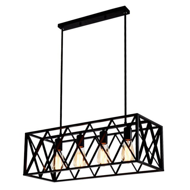 Industrial Black Cross-Framed Pendant Light For Dining Table 4 /