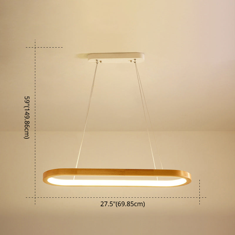Minimalist Wood Island Pendant Led Ceiling Light - Modern Elliptic Design For Living Room