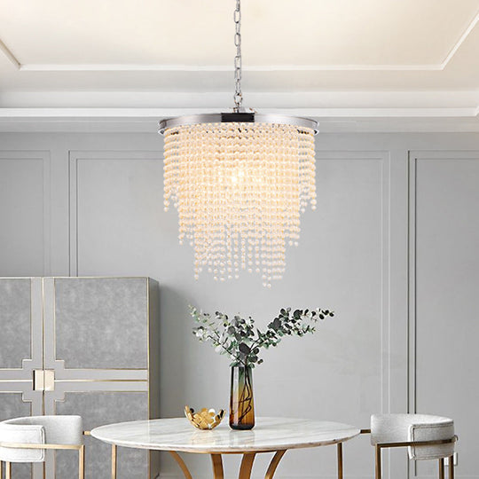Modern Luxurious Crystal Round Pendant Lamp - 4-Light Cascading Design Ideal For Small Living Rooms
