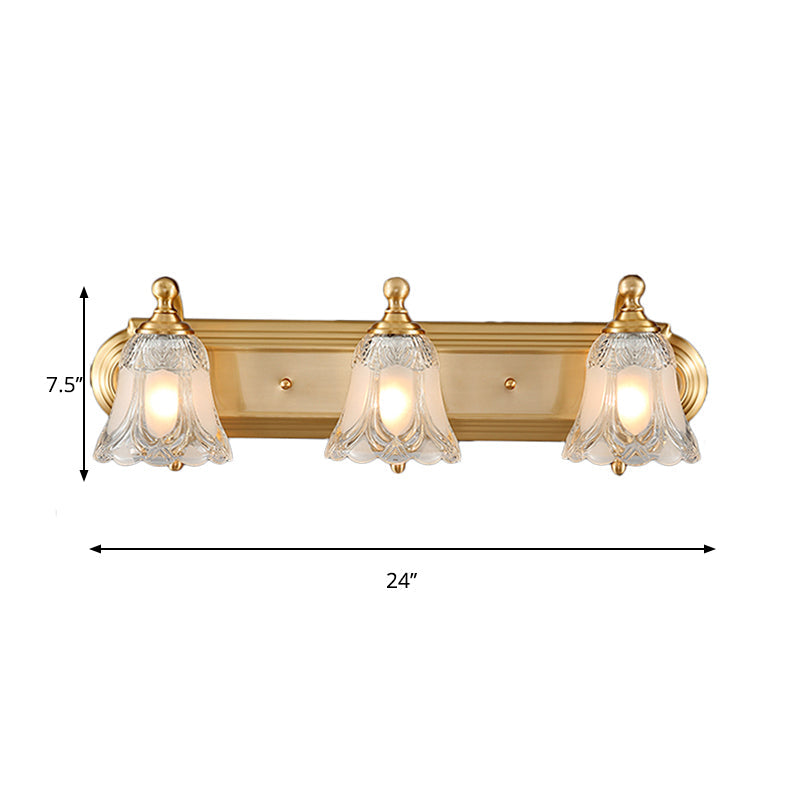 Vintage Style Vanity Sconce Light With Clear Glass Shade Golden Wall Lighting For Bathroom - 2/3