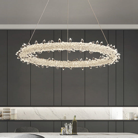 Modern Minimalist Led Pendant Lamp With Clear Crystal - Ideal For Living Room