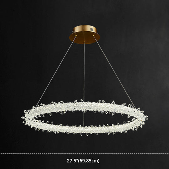 Modern Minimalist Led Pendant Lamp With Clear Crystal - Ideal For Living Room