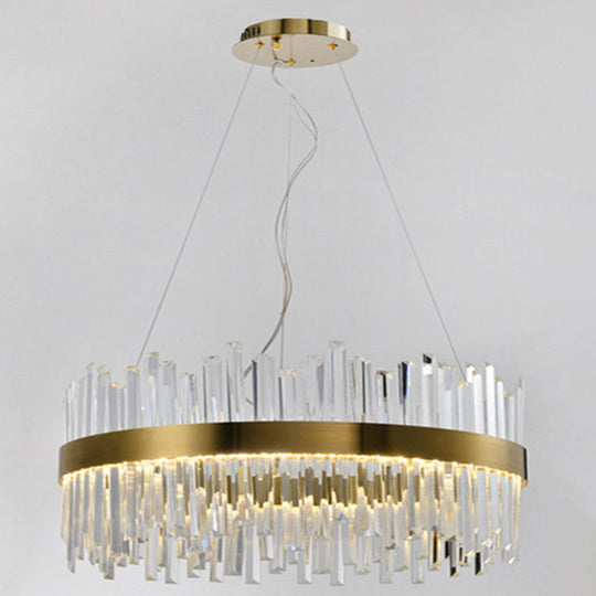 Contemporary Gold Crystal Led Ceiling Light For Dining Room / 39.5