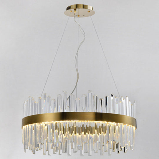 Contemporary Gold Crystal Led Ceiling Light For Dining Room / 31.5