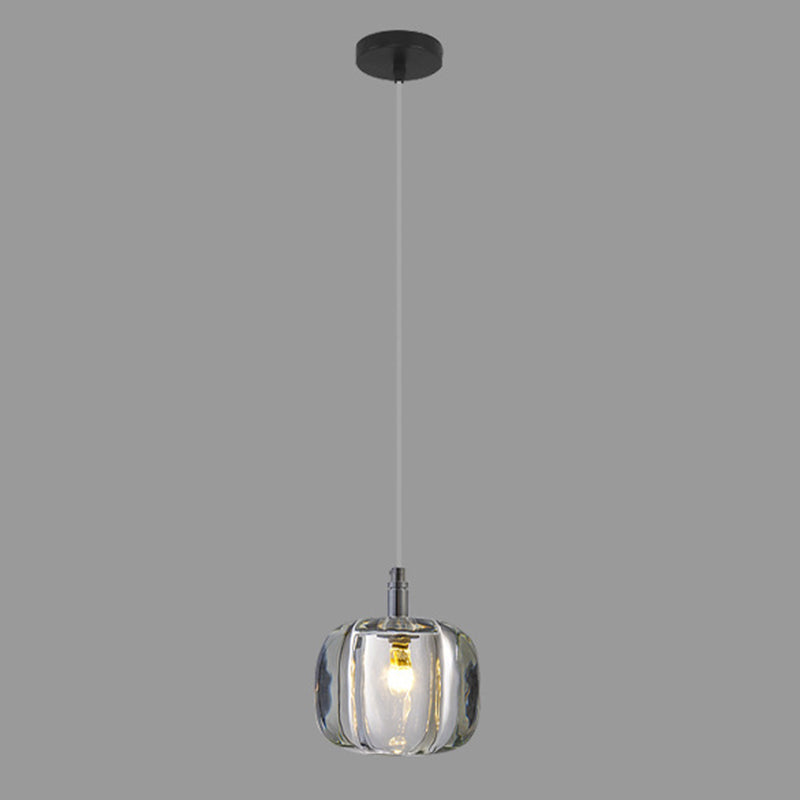 Crystal Melon Dining Room Pendant Light: Postmodern Minimalist Hanging Lamp Kit Clear / 4.5