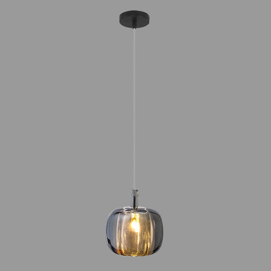 Crystal Melon Dining Room Pendant Light: Postmodern Minimalist Hanging Lamp Kit Smoke Gray / 4.5