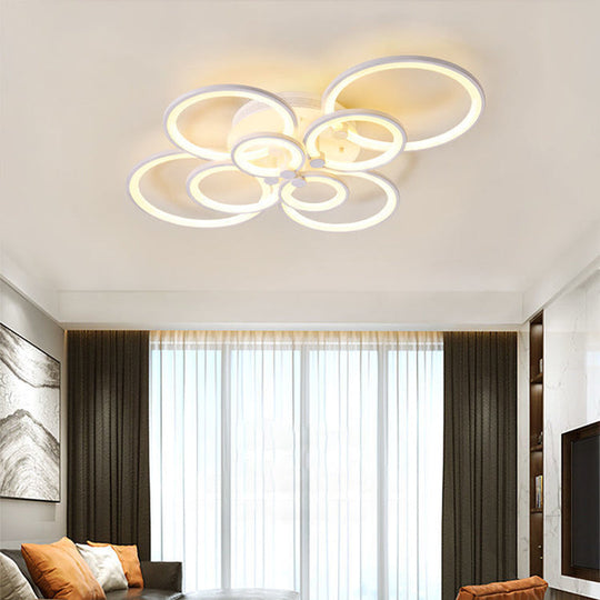Modern Led Acrylic Flush Mount Ceiling Light For Bedroom 8 / White