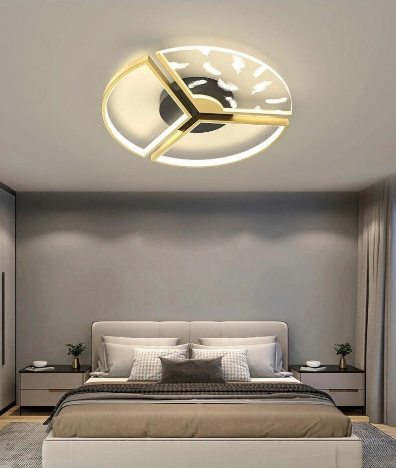 Minimalistic Gold Bedroom Ceiling Light With Geometric Acrylic Shade - Led Flush Mount