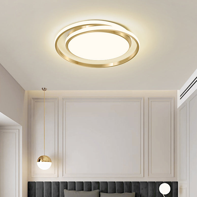 Acrylic Led Ceiling Lamp In Brushed Gold - Simple Style Flush Mount For Bedroom