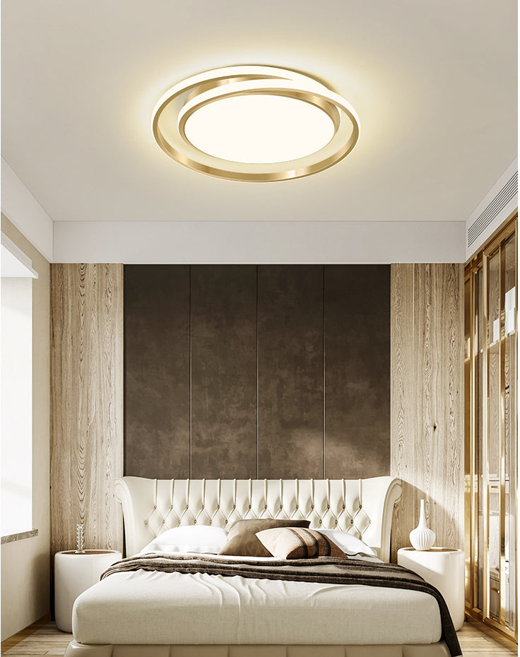 Acrylic Led Ceiling Lamp In Brushed Gold - Simple Style Flush Mount For Bedroom