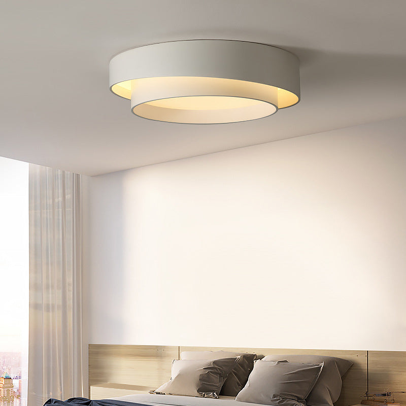 Nordic Style Led Ceiling Flush Mount Light With Acrylic Drum Shade - Ideal For Bedroom