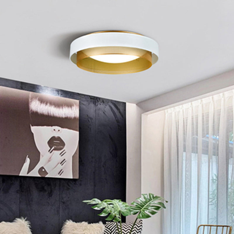 Modern Circular Led Ceiling Light With Domed Diffuser And Mesh Screen