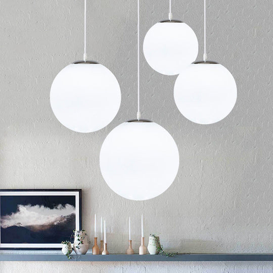Modern 1 Light Glass Ball Pendant For Clothing Store Ceiling Simple & White