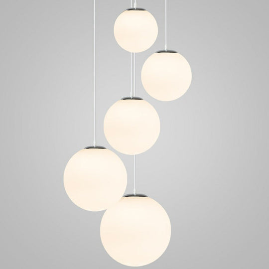 Modern 1 Light Glass Ball Pendant For Clothing Store Ceiling Simple & White